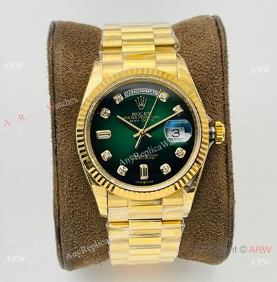 VR Factory V2 Rolex Day-date 40 mm Olive Green Gold President Copy Watch